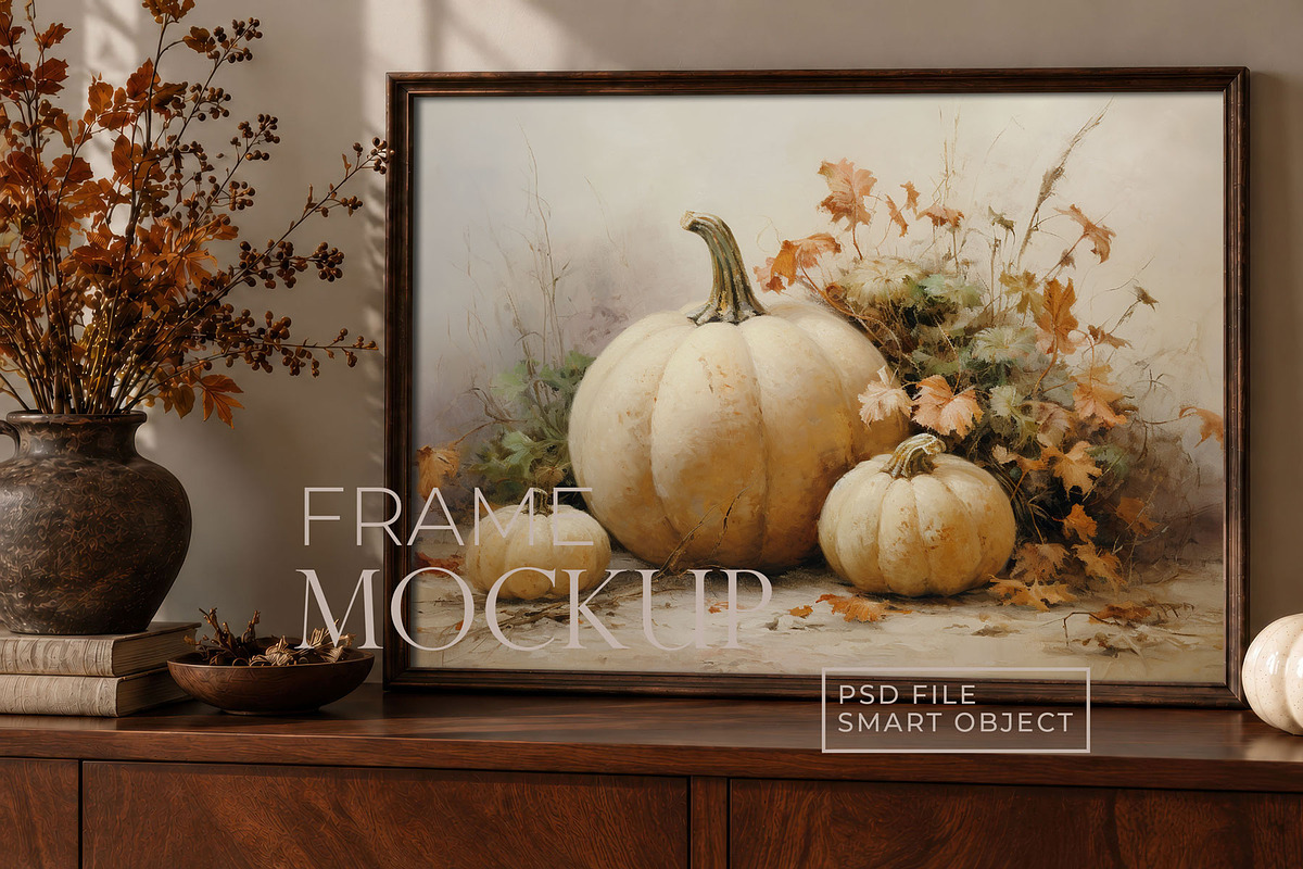 Autumn Horizontal Frame Mockup, a Household Mockup by AYAKA Studio Co. (Photo 3 of 5)