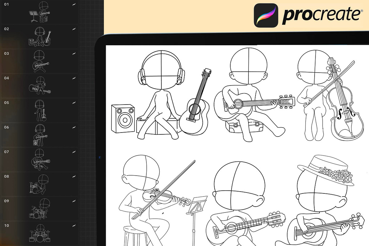 Procreate Chibi musician Stamps preview 3