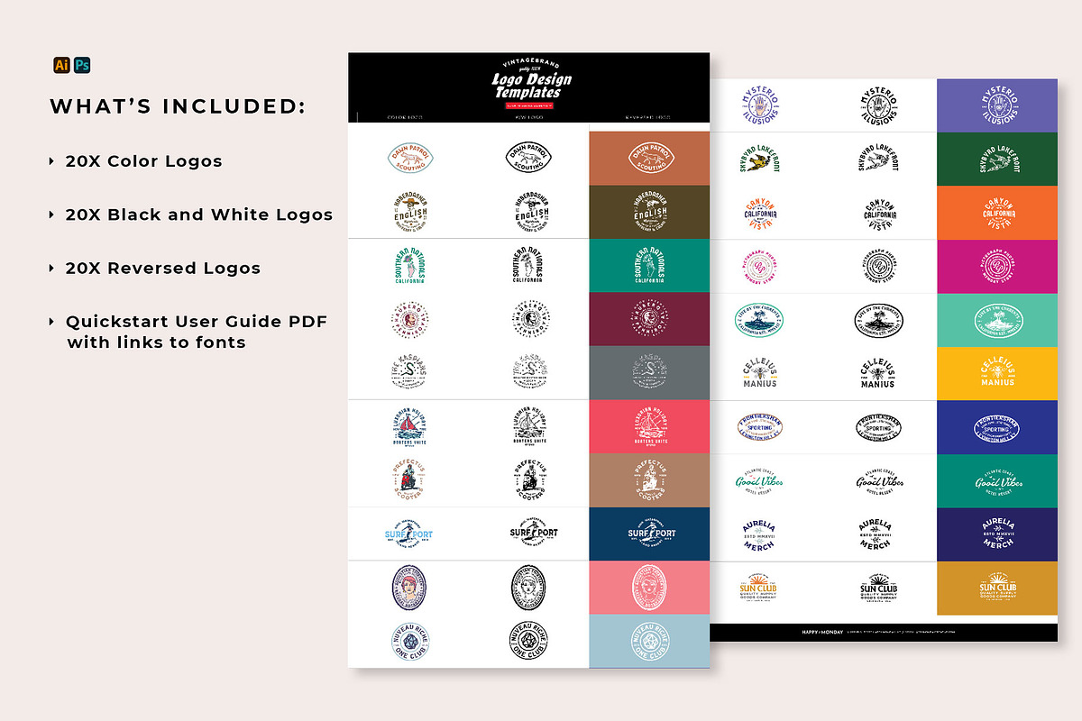 Vintage Branding Logos & Badges, a Branding & Logo Template by Happy Monday Creative (Photo 3 of 6)