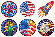 Stained Glass 4th of July Clipart, an Illustration by DreamCafeArt (Thumbnail 4 of 9)
