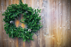Christmas wreath stock photo containing background and wreath