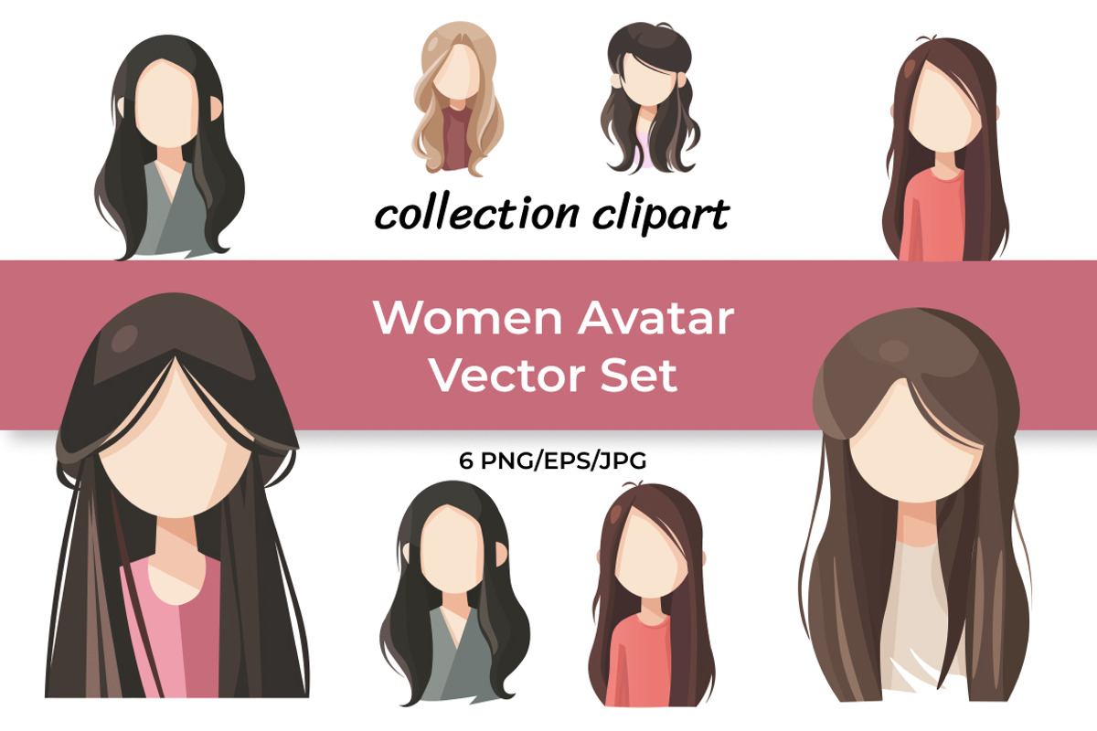 Women Avatar Vector Set, a Person Illustration by InkyQueenArt (Photo 1 of 5)