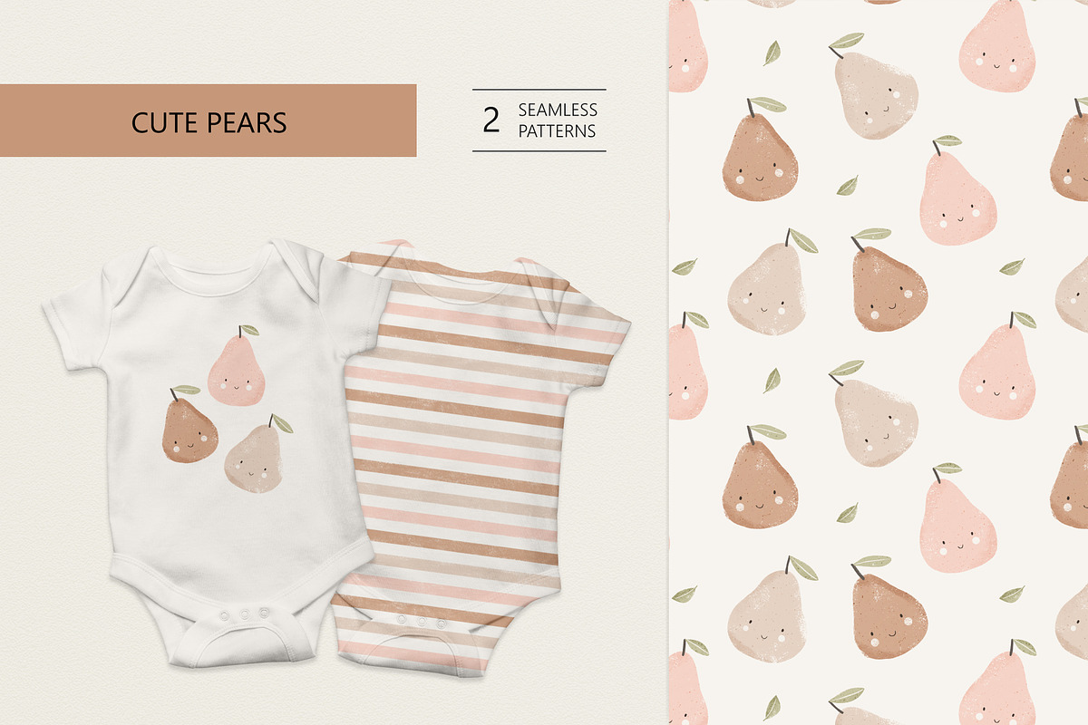 Cute pears Rose and Beige, a Pattern Graphic by Olena Kuznietsova (Photo 1 of 10)