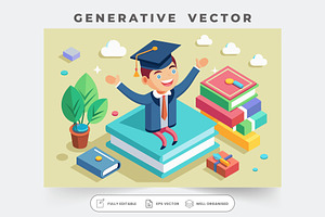 A cheerful student wearing a graduat, a Graphic by Iftikhar Alam