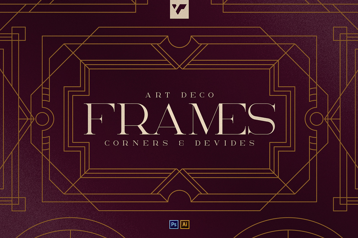 Art Deco Frames, Corners, Deviders, an Object Illustration by VP Fonts (Photo 1 of 10)