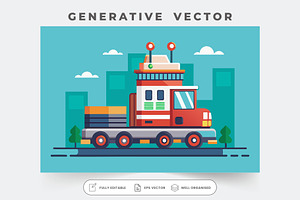 A vibrant delivery truck travels thr, a Graphic by Iftikhar Alam