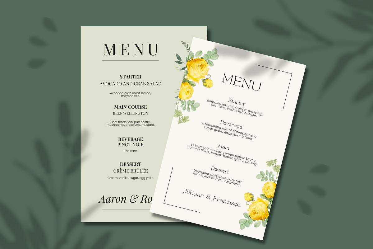 10 Elegant Wedding Menu Templates, a Templates & Theme by TemplateCastleStore (Photo 6 of 9)
