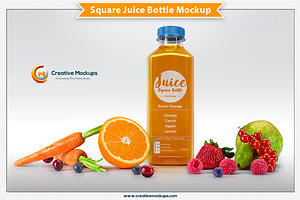 Square Juice Bottle Mockup PSD