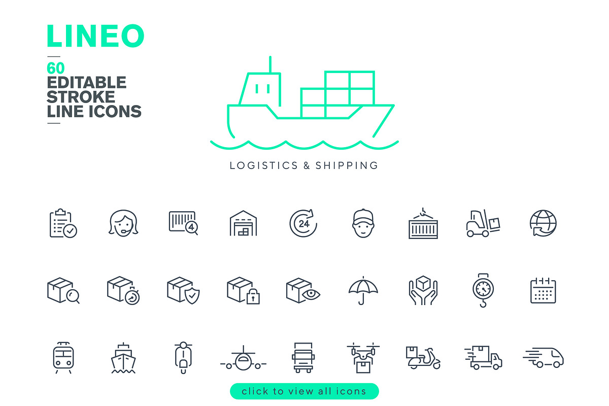60 LOGISTICS ICONS, an Outline Icon by sharpnose (Photo 2 of 6)