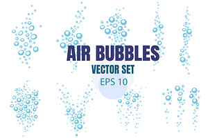 Set of water fizzing air bubbles, an Illustration by Alfmaler