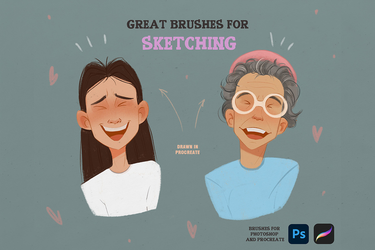 Pencil & Crayon Procreate Photoshop, a Brush Add-On by Spark Studio Brushes (Photo 3 of 7)