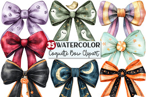 Halloween Coquette Bow Clipart, an Illustration by Rose Art
