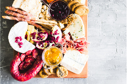 Assortment of tasty appetizers or, a Food & Drink Photo by NelliKovalchuk