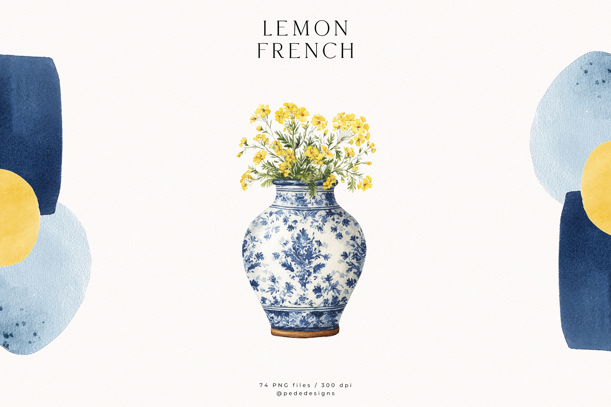 French Lemon Collection, a Decorative Illustration by PeDe Designs