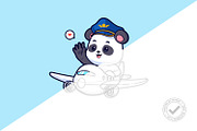 Panda Pilot Riding Airplane Icon, an Animal Illustration by tkzgraphic (Thumbnail 2 of 3)