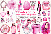 Pink Cosmetic and Fashion Clipart PN, an Illustration by Libby Wishes (Thumbnail 1 of 4)