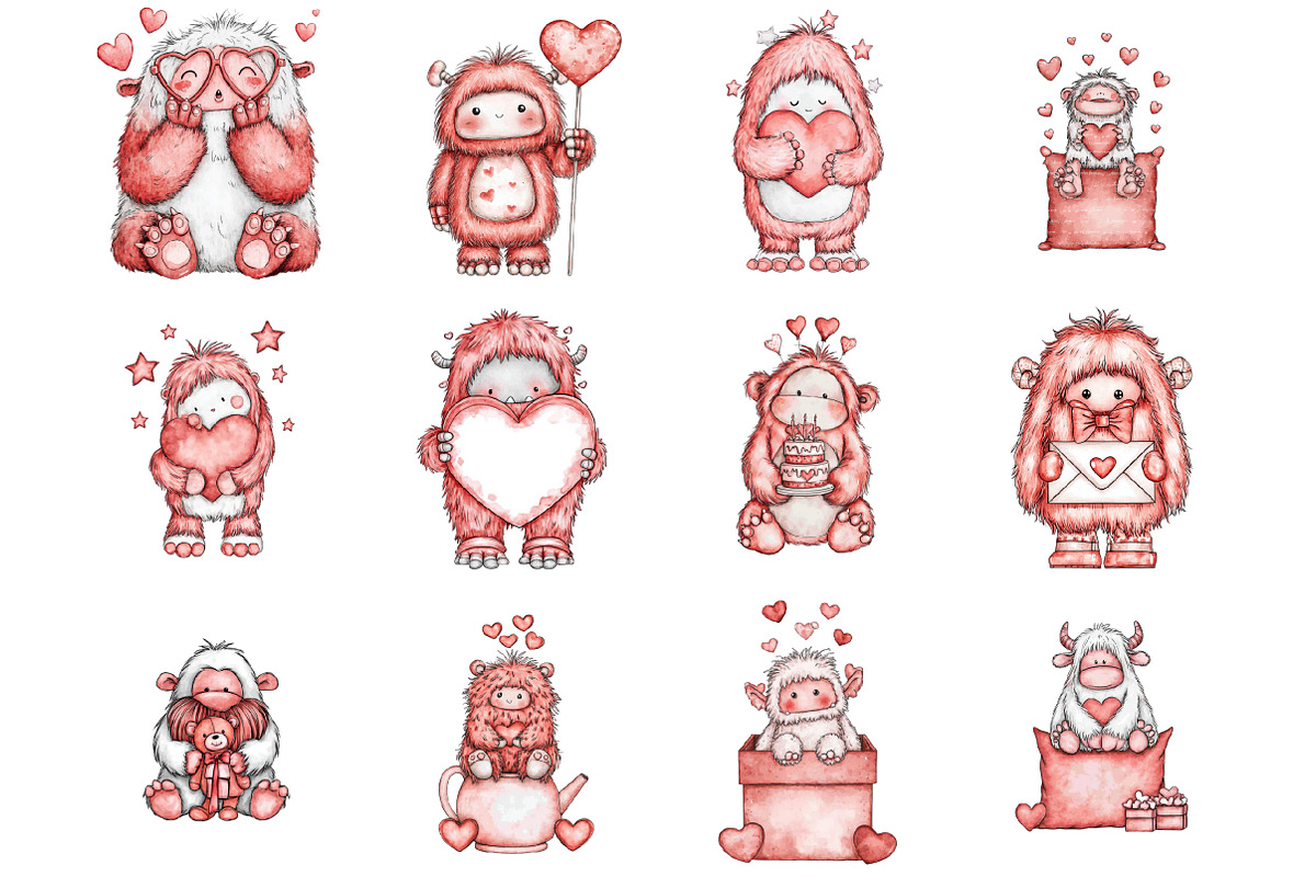 Watercolor Valentine Cute Yeti, a Graphic by CitraGraphics (Photo 3 of 4)