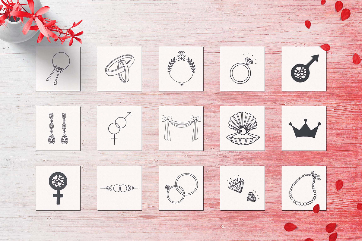 150 Hand Drawn Elements -Wedding-, a Decorative Illustration by Michael Rayback Design (Photo 9 of 11)