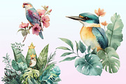 Tropical Birds Garden Clipart, a Graphic by CitraGraphics (Thumbnail 2 of 4)