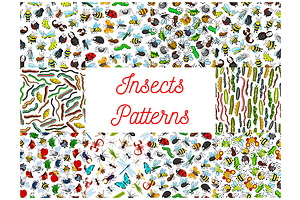 Insects And Bugs Seamless Patterns