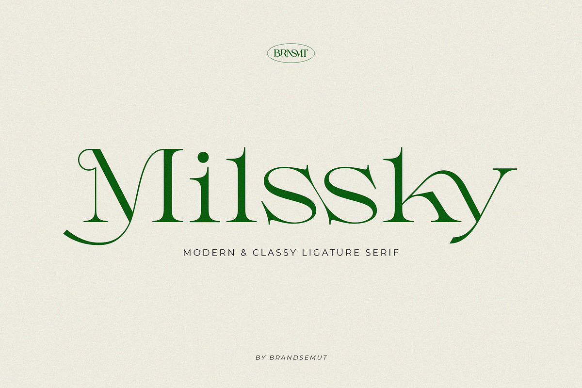 Milssky || Modern & Classy Ligature, a Serif Font by BrandSemut (Photo 1 of 16)