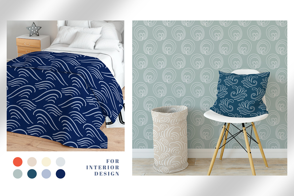 Japanese Waves Seamless Patterns, a Pattern Graphic by Katrinelly