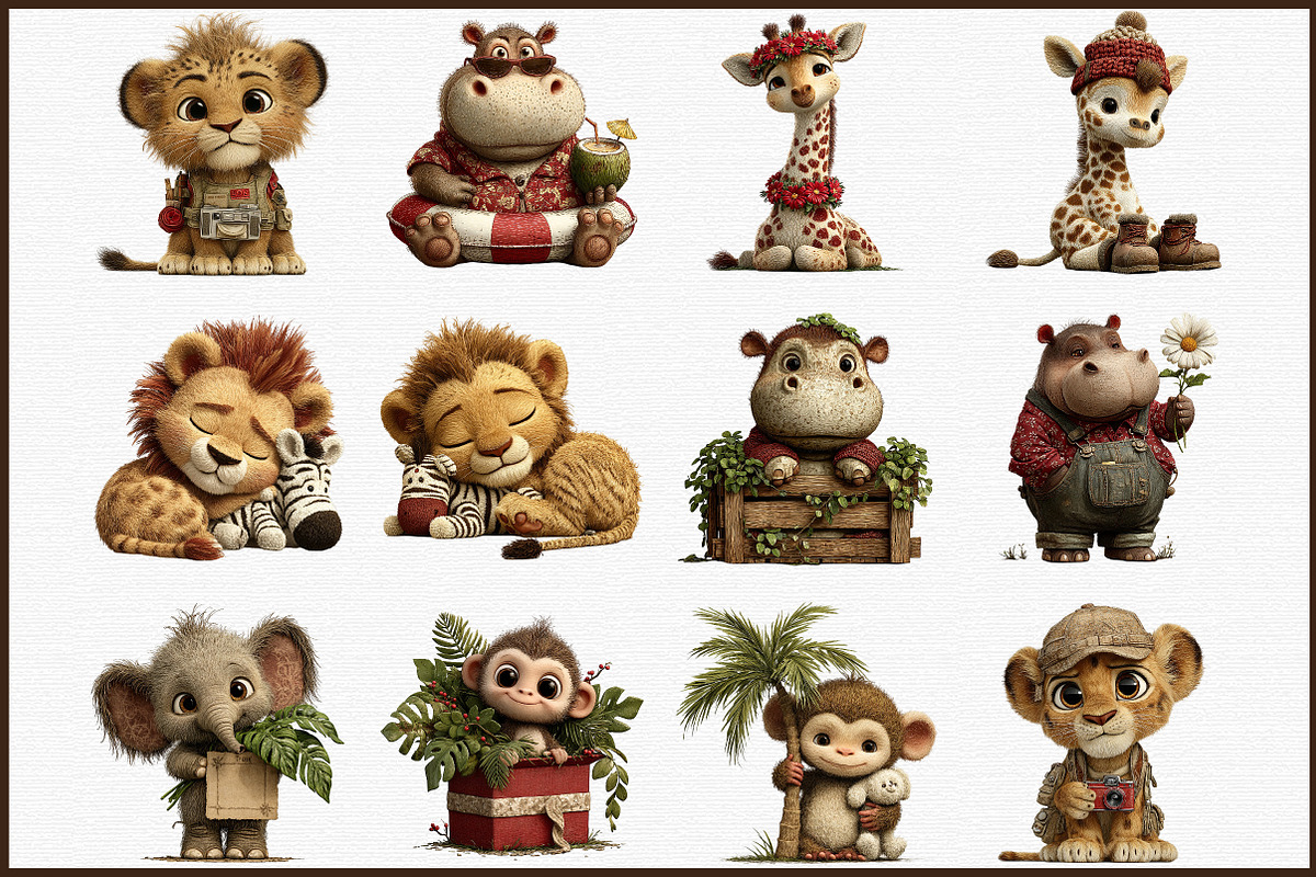 Watercolor Safari Friends Clipart, an Illustration by Sublimation Artist (Photo 3 of 6)