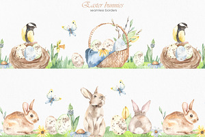 Easter Bunnies Watercolor