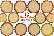 Vintage Applique Label Frames Bundle, a Seasonal Illustration by OK Design (Thumbnail 1 of 6)