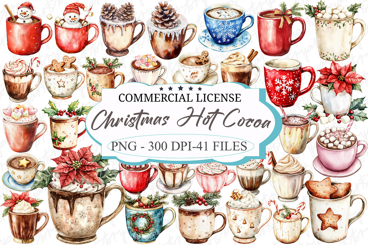 Cute Christmas Hot Cocoa Cup Clipart, an Illustration by designcity5 (Photo 1 of 5)
