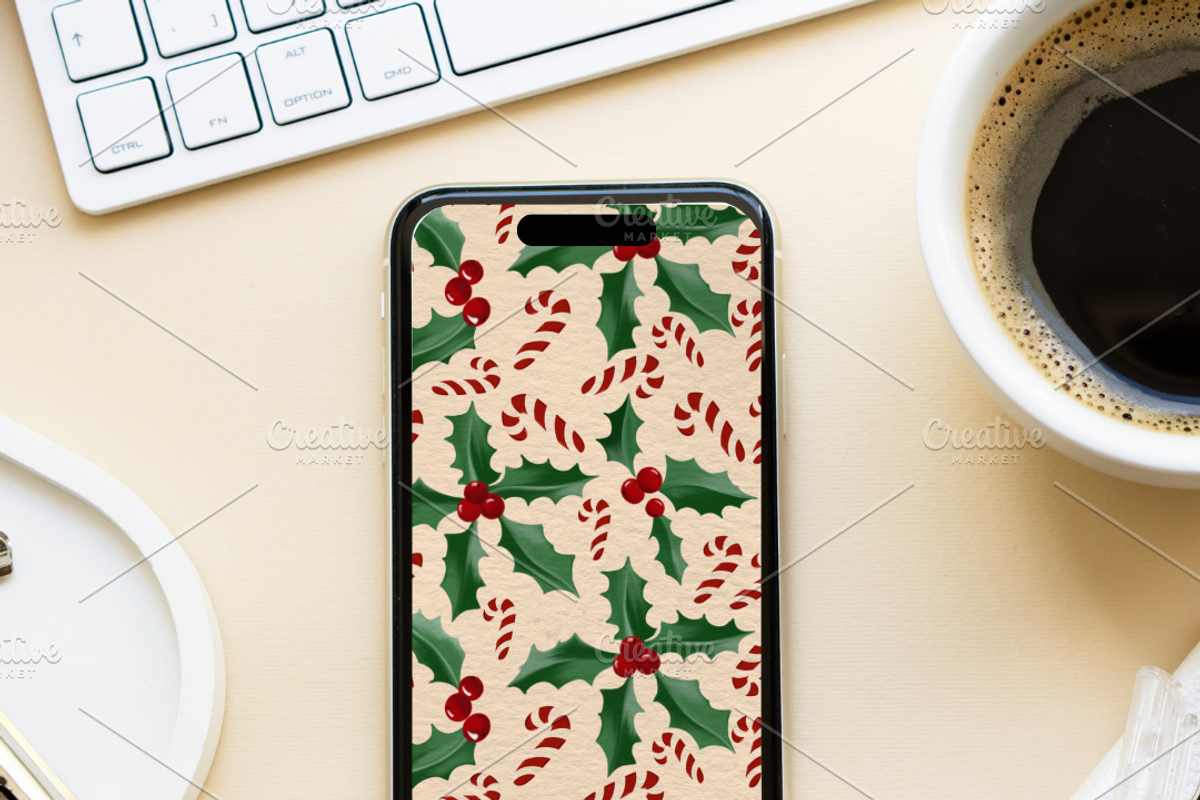 Christmas Digital Wallpaper, a Decorative Illustration by Oleksandra Illustrates (Photo 7 of 11)