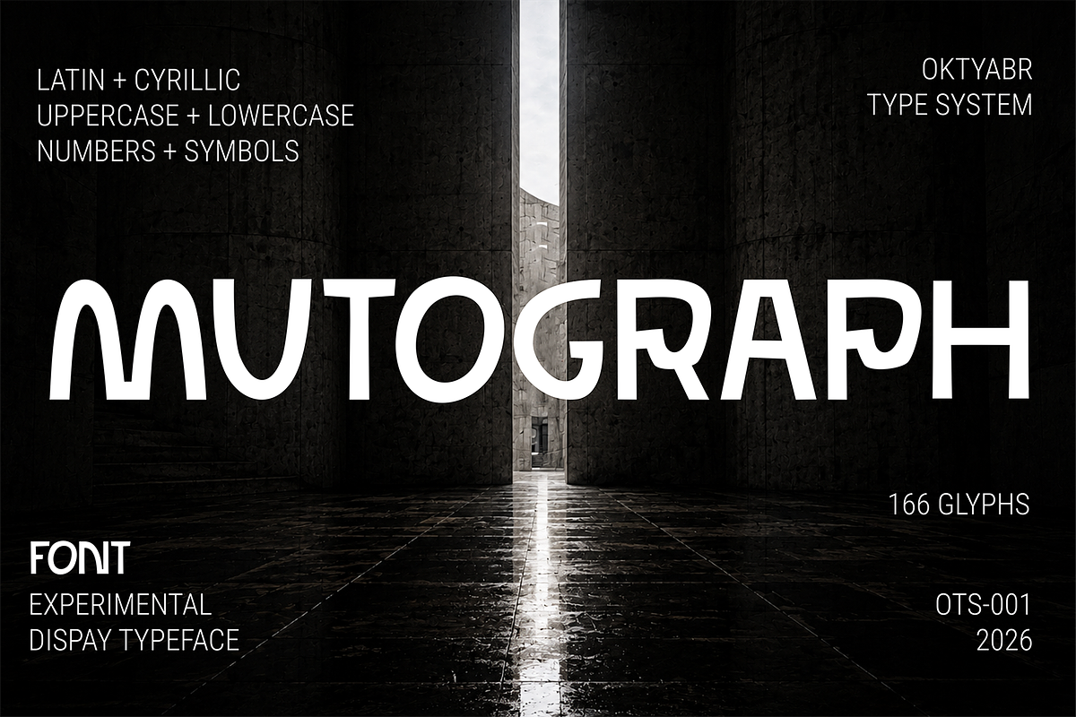 Mutograph Futuristic Display Font, a Sans Serif Font by Oktyabr (Photo 1 of 13)