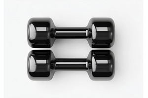 A pair of black dumbbells crossed, a Sports & Recreation Photo by ZinetroN