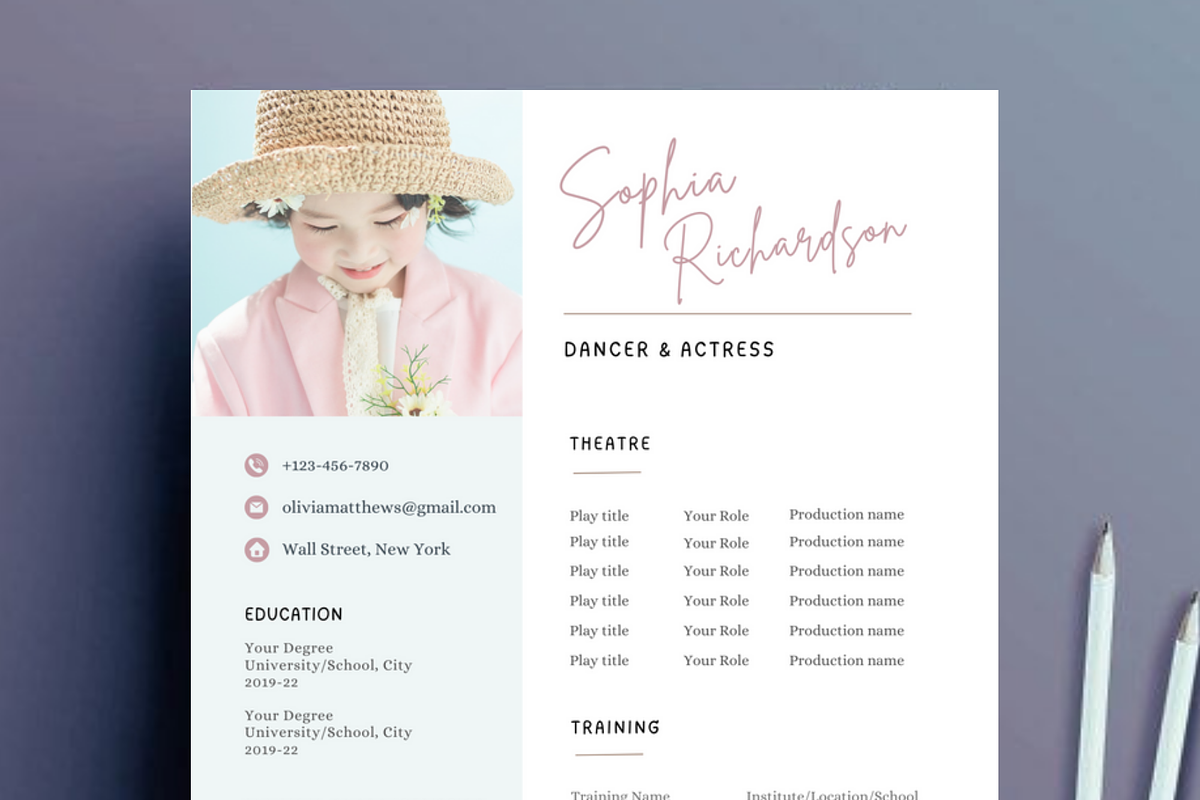 Child Actor Resume Template CANVA, a Resume Template by Climbwithelevator (Photo 1 of 6)