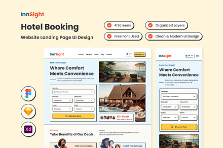 InnSight - Hotel Booking Web Landing, a Landing Page Template by twinstd