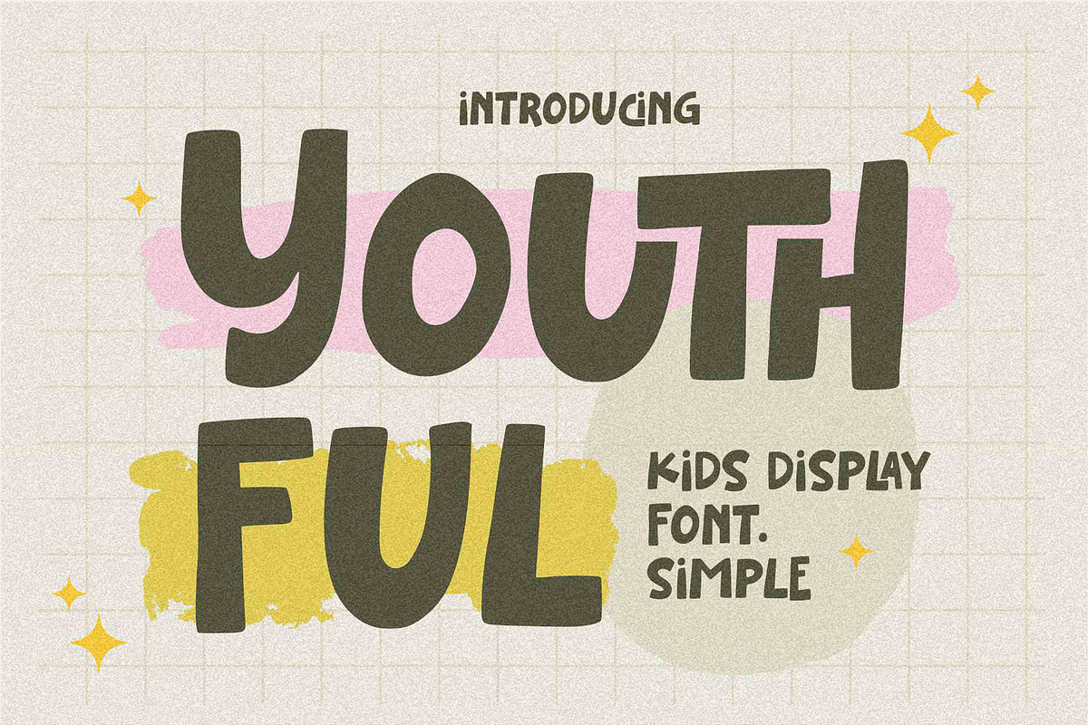 Youthful - Kids Display Font Simple, a Sans Serif Font by Gassstype (Photo 1 of 8)