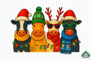 Cow Christmas PNG, an Illustration by Craft Nest