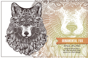 Ornamental Hand Drawn Fox