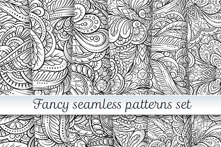 6 fancy seamless patterns set