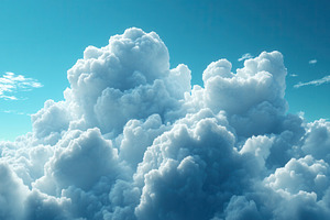 Fluffy white clouds scattered across, a Photo by Tanuart