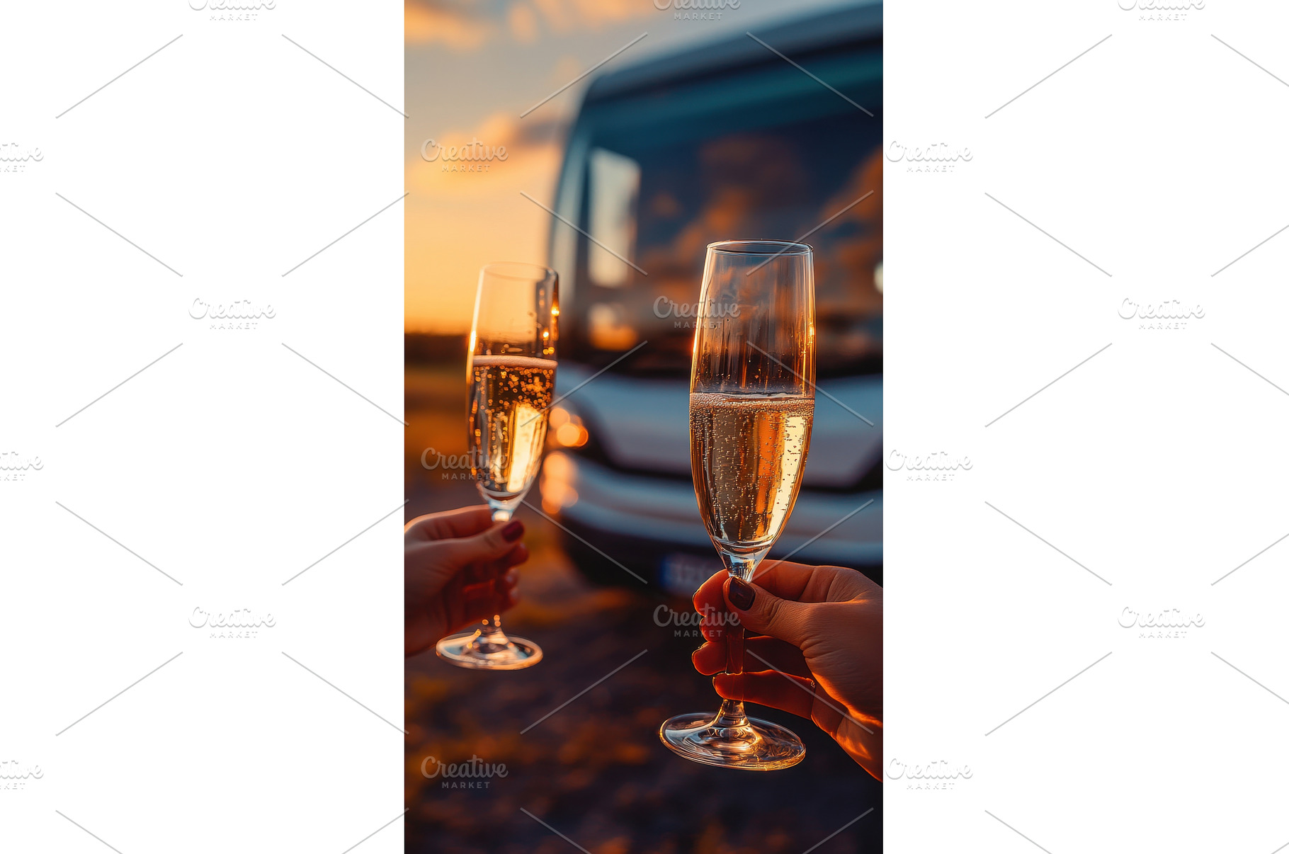 Sunset cheers with fizzy drinks, a Nature Photo by Beautiful things