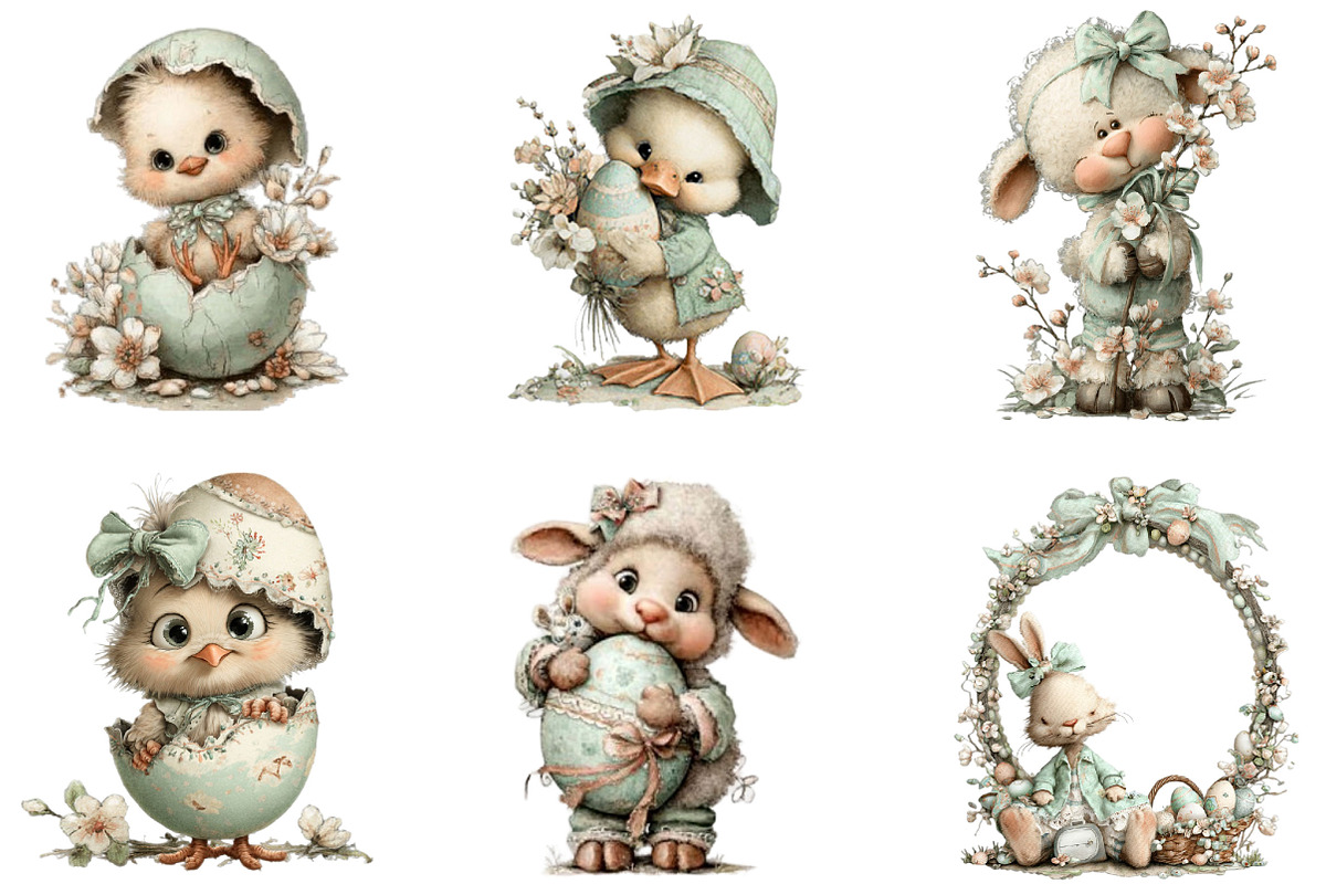 Whimsical Easter Animals Clipart PNG, an Illustration by Designking (Photo 5 of 5)