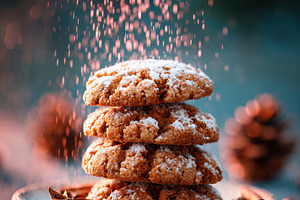 Stack of cookies with powdered sugar and spices, a Holiday Photo by AlyaAnd