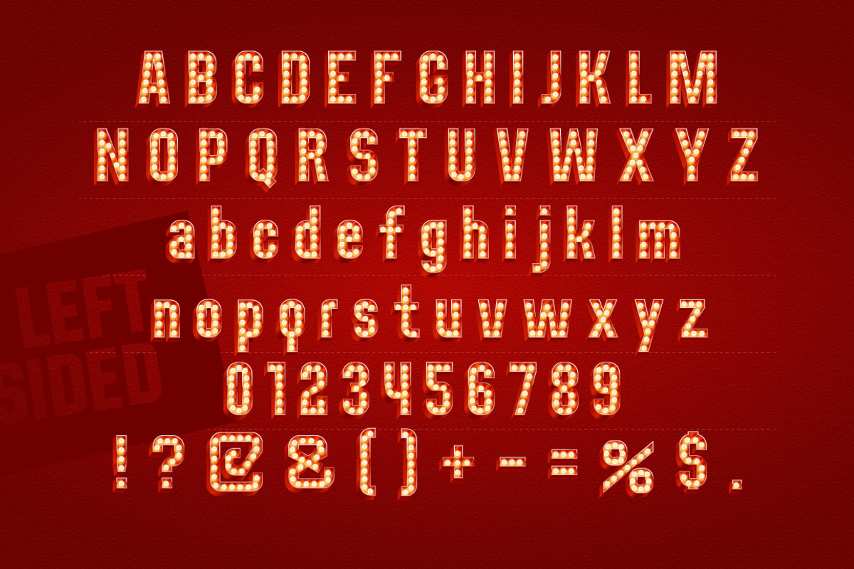 Realistic lamp board alphabet preview 3