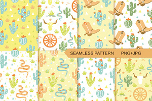 Seamless Wild West Baby Decor PNG