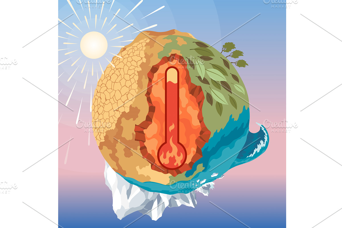 Global warming concept with, a Technology Illustration by Things for designers