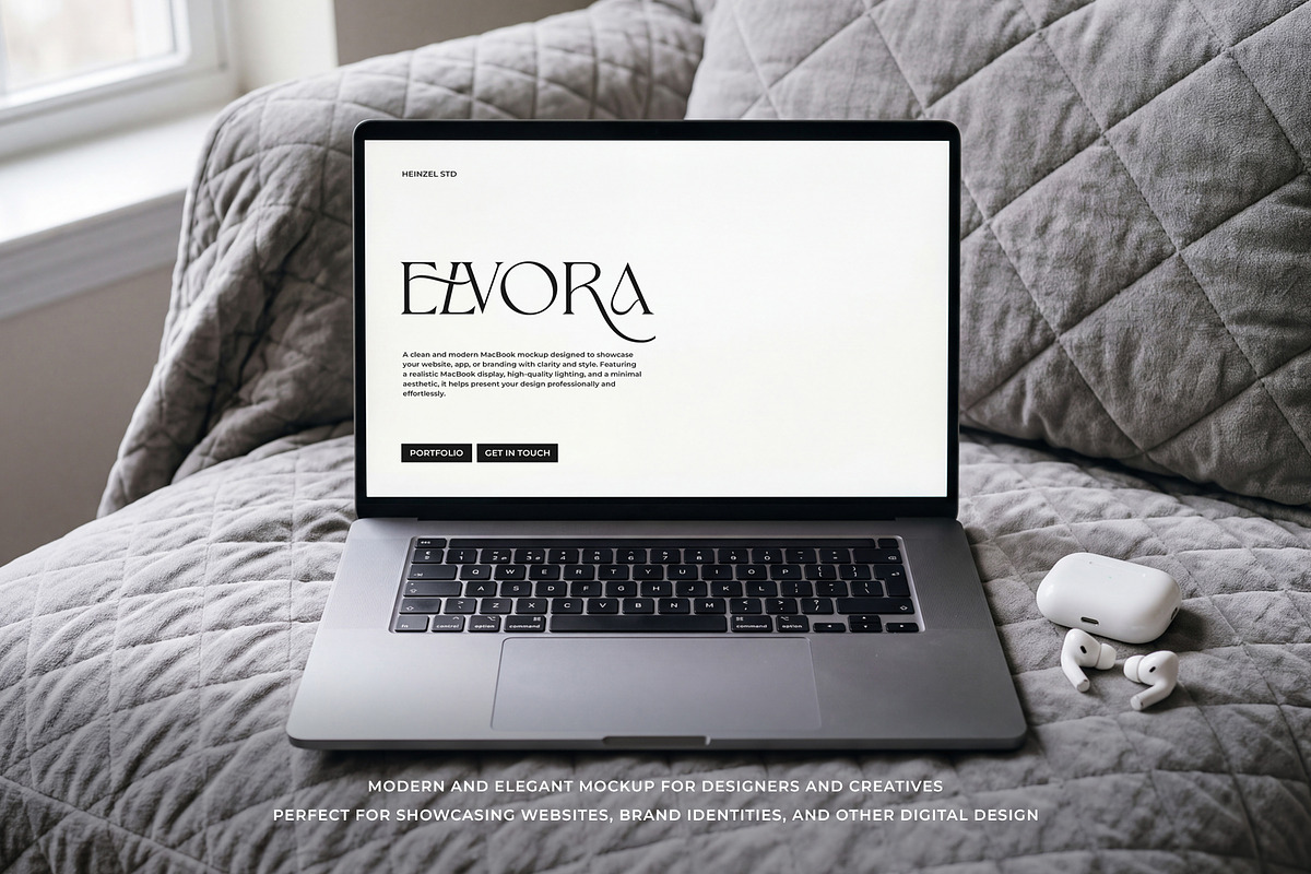 Elvora - Macbook Device Mockup, a Mac Mockup by Heinzel Std Mockup (Photo 4 of 6)