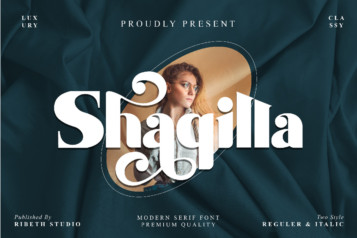 Shaqilla - modern serif, a Serif Font by ribethstudio (Photo 1 of 15)
