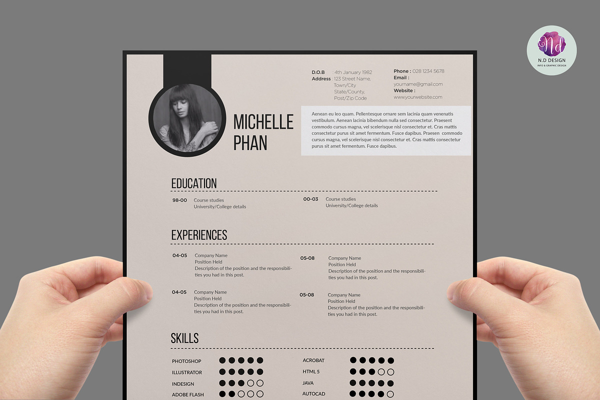 Modern, elegant CV template, a Resume Template by Chic templates (Photo 3 of 3)
