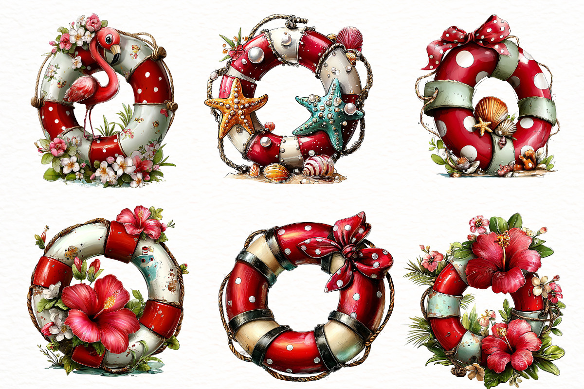 Whimsical Summer lifebuoy Clipart, an Illustration by Designworld (Photo 3 of 8)